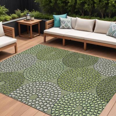HomeRoots Geometric Transitional Rectangle Outdoor Rug
