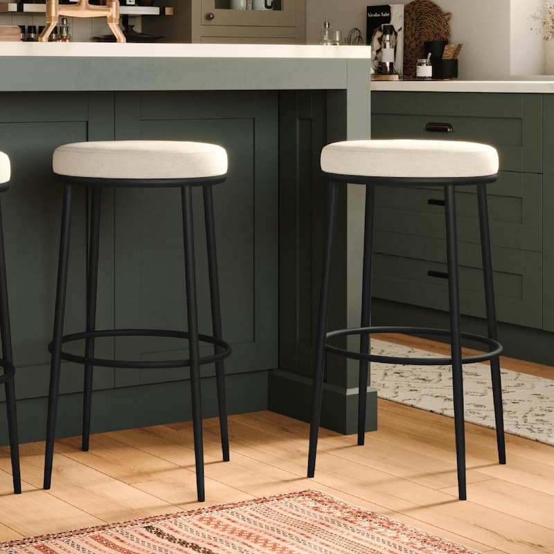 Maven Lane Stella Metal Kitchen Dining Stool - Matte Black Finish - Bar Height