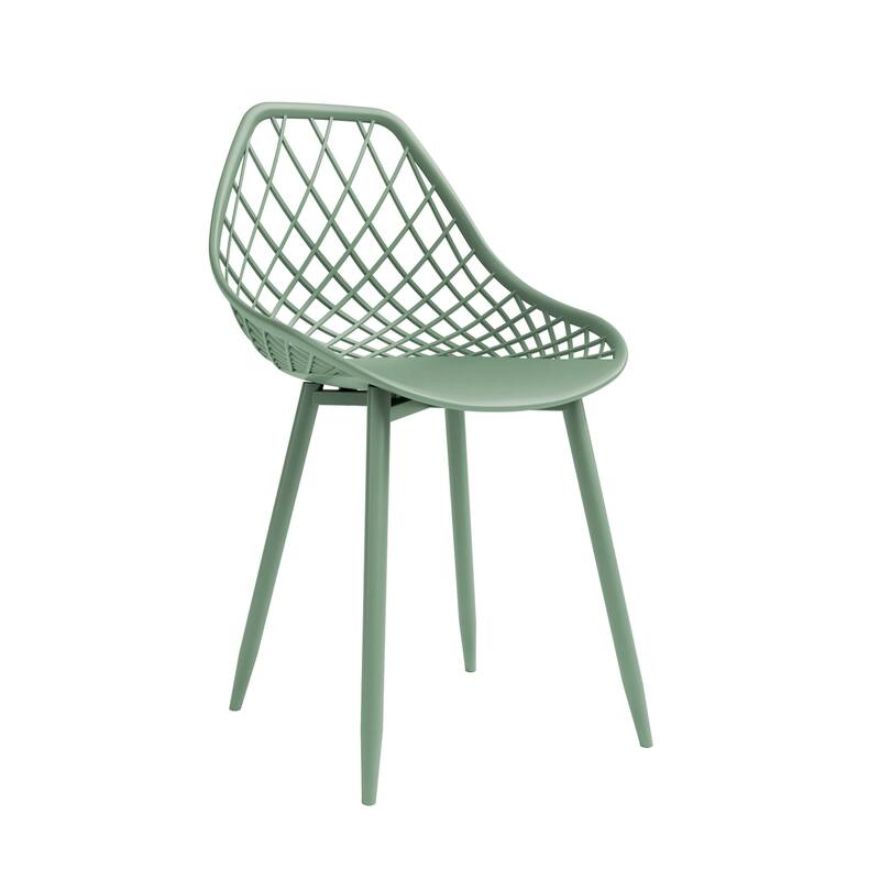 Kurv™ Mid-Century Modern Dining Chair with Steel Legs for Indoors or Outdoors - Set of 2