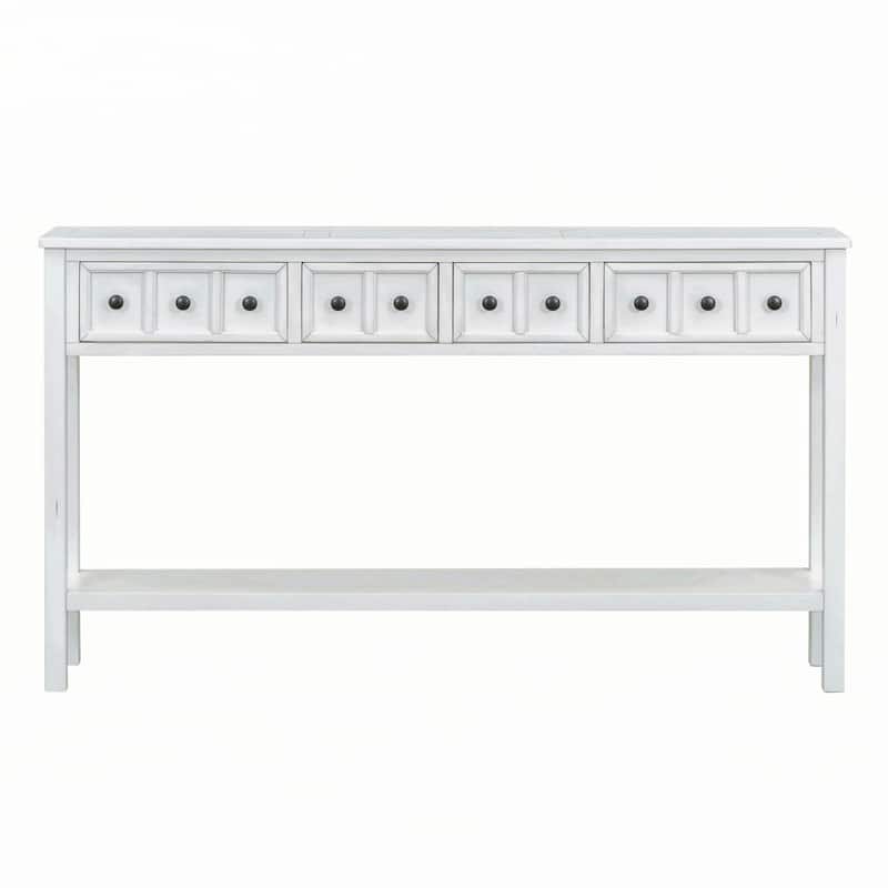 Rustic Entryway Console Table(Antique White)