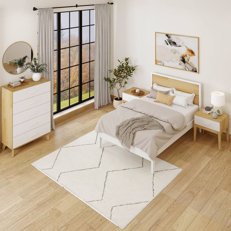 Plank and Beam Platform Panel Headboard Full-Size Bed
