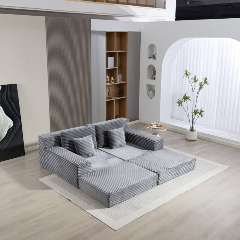 Double Lounge Chaise,Cloud Plush Sofa Bed,Upholstered Boneless Cloud Sofa Deep Seat