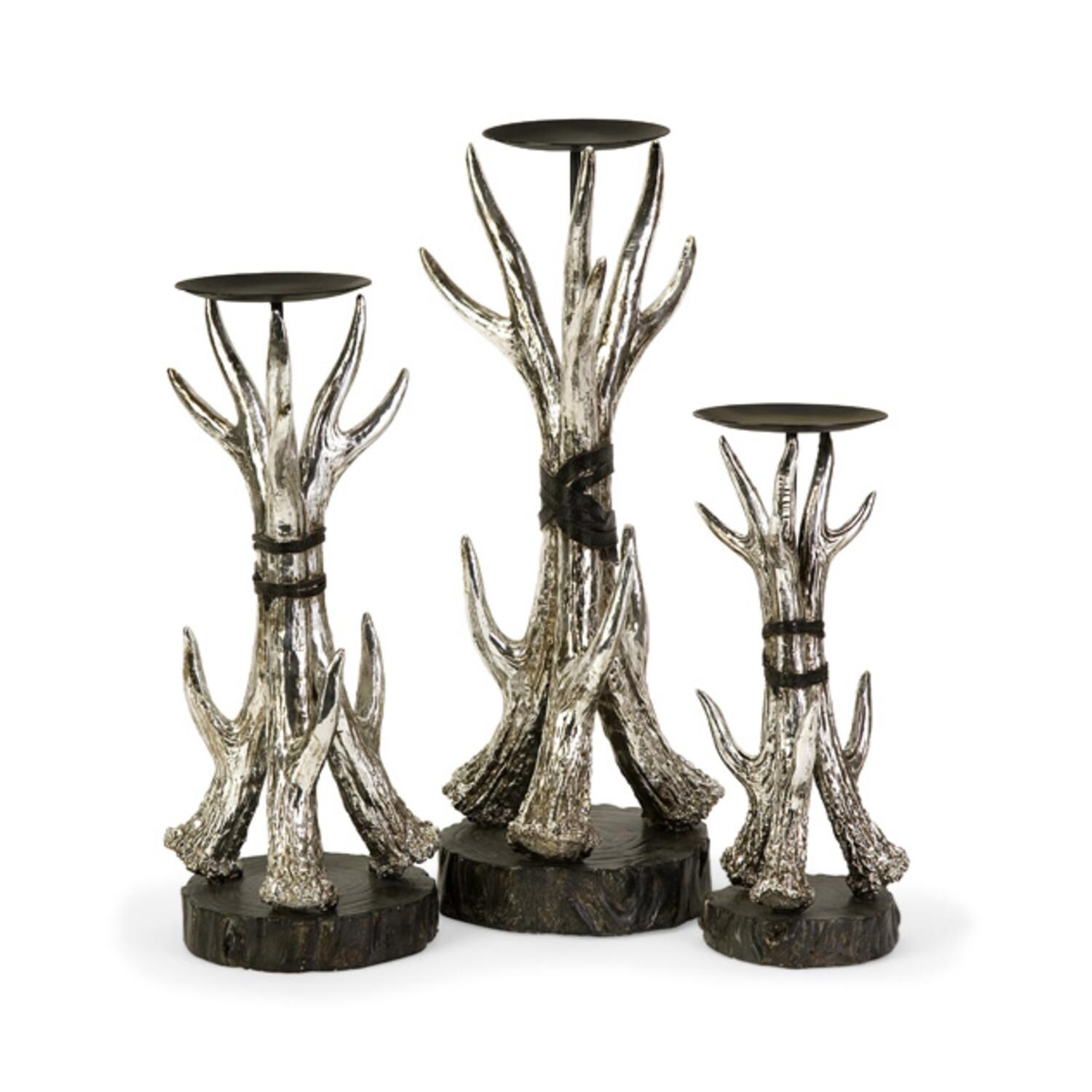 Shop Set Of 3 Country Rustic Silver Antler Style Votive Of Pillar