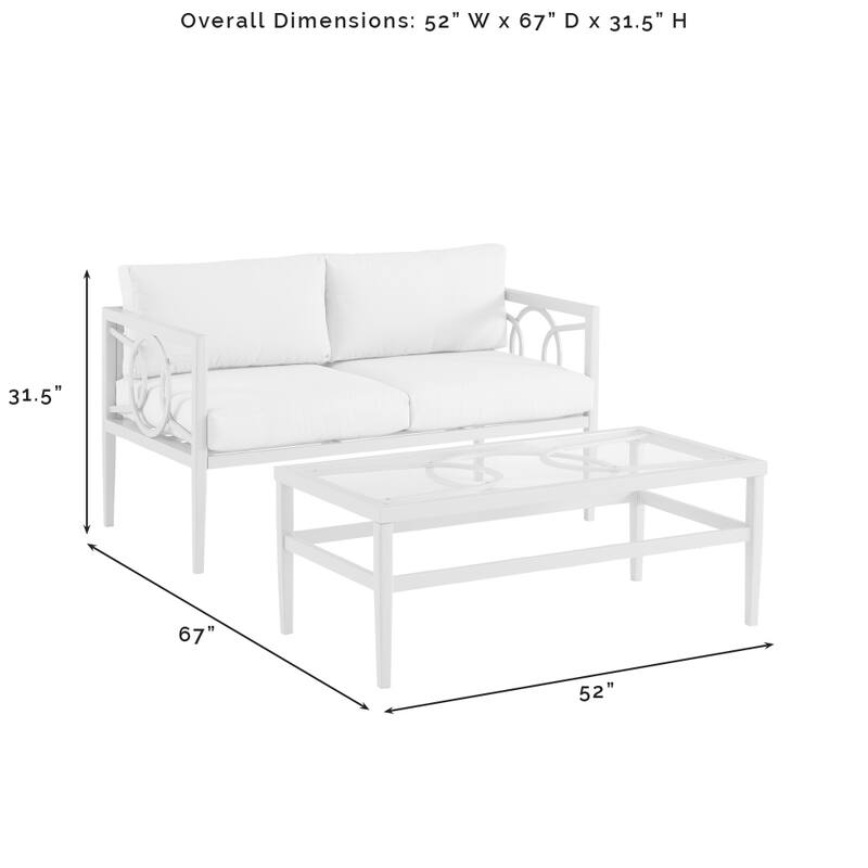 Ashford 2Pc Outdoor Metal Conversation Set - 67"x52"x31.5"