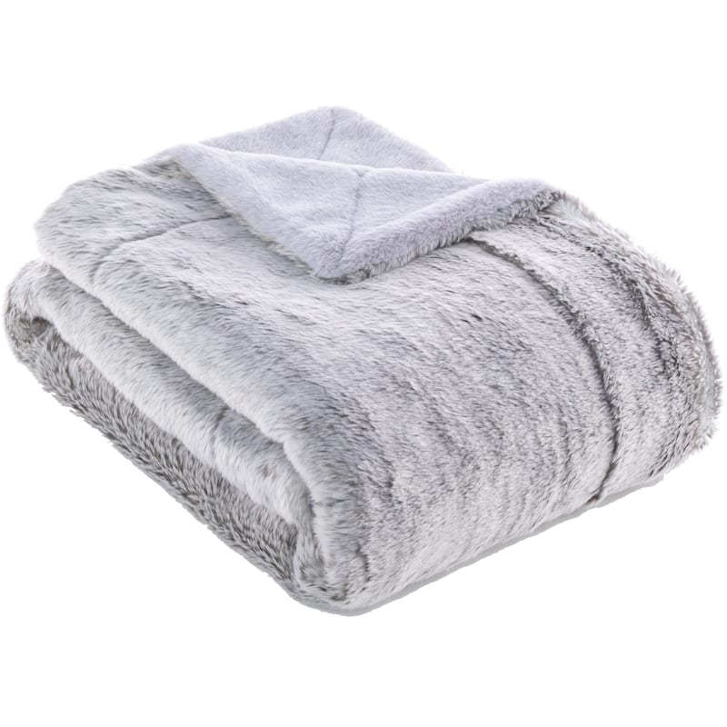 Husband Pillow - Exquisite Cozy Faux Fur - Double Sided Weighted Throw Blanket - 2-tone, 50"X 60" - Grey Arctic Wolf