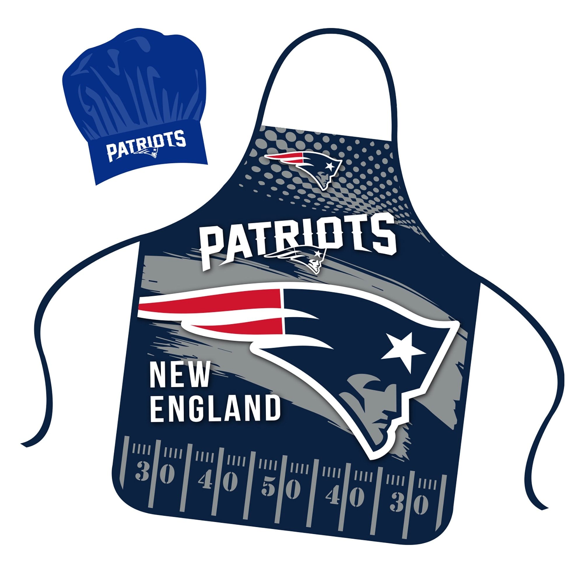 NFL Apron & Chef Hat Set, with Large Team Logo - New England Patriots - 31" x 25"