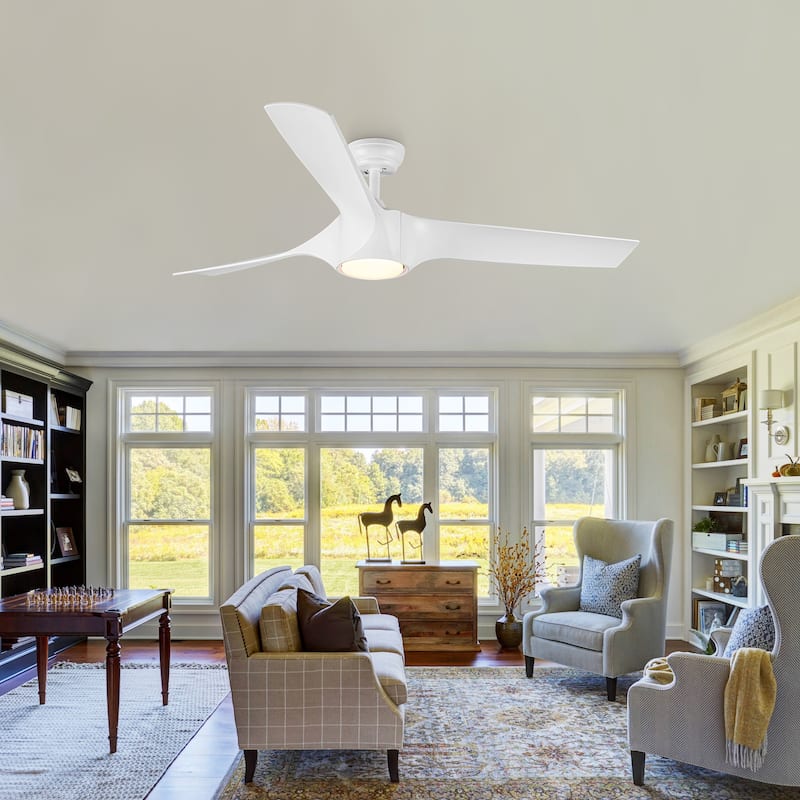 56 in. Matte White Indoor Ceiling Fan with Integrated LED Light Kit and Remote Control - 56 INCHES
