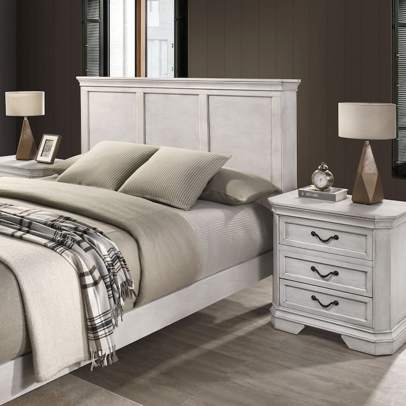 Roundhill Furniture Maderne Traditional Wood Panel Bed with Dresser, Mirror, Nightstand, Chest