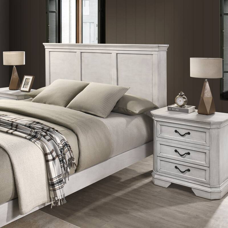 Roundhill Furniture Maderne Traditional Wood Panel Bed with Dresser, Mirror, Two Nightstands, Chest