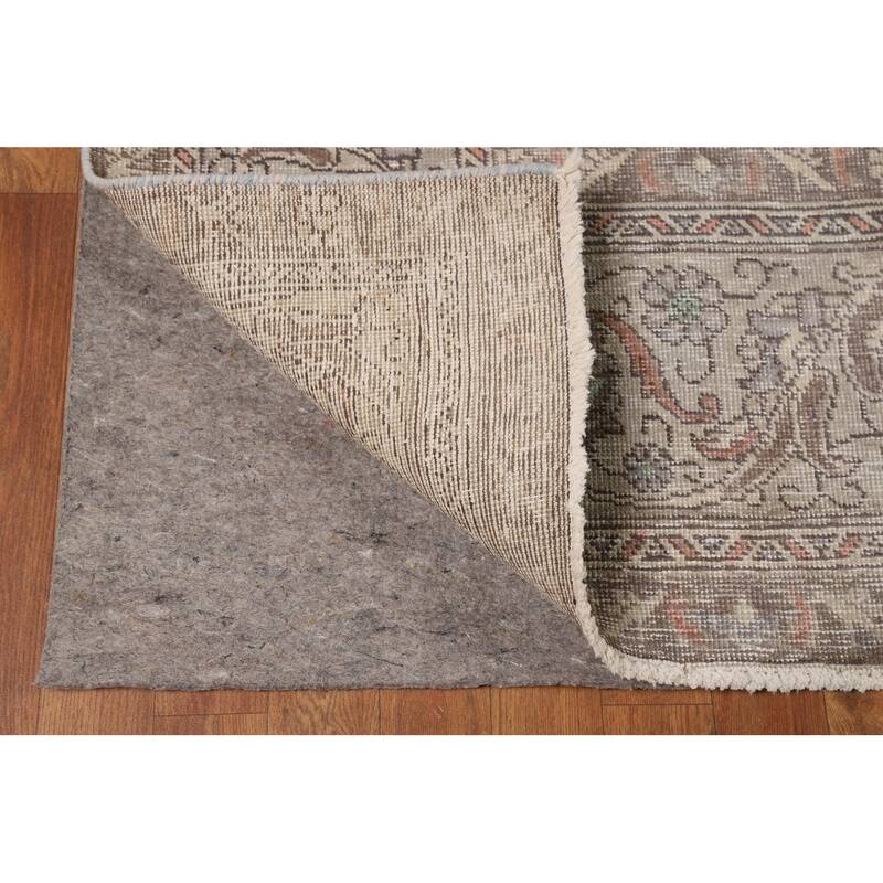 Gray Geometric Tabriz Persian Area Rug Hand-Knotted Wool Carpet - 9'1"x 12'9"