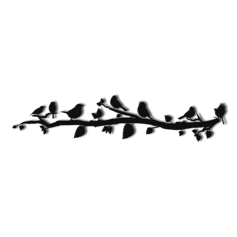 Birds on Branch 3 Panels Metal Wall Decor for Home and Outside - Wall-Mounted Geometric Wall Art Decor - 30X7