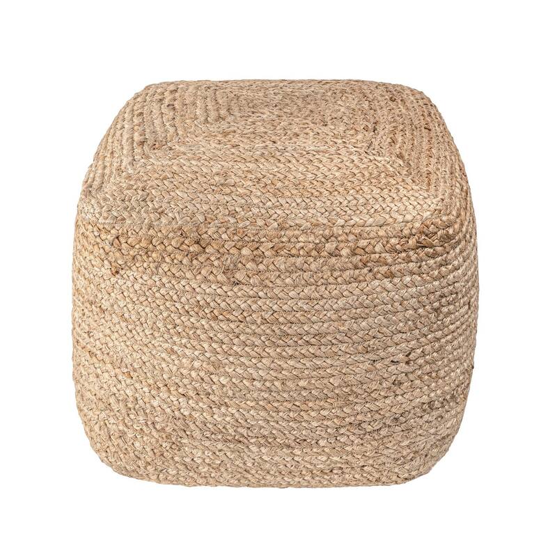 Nuloom Cork Braided Solid Jute Ottoman Pouf