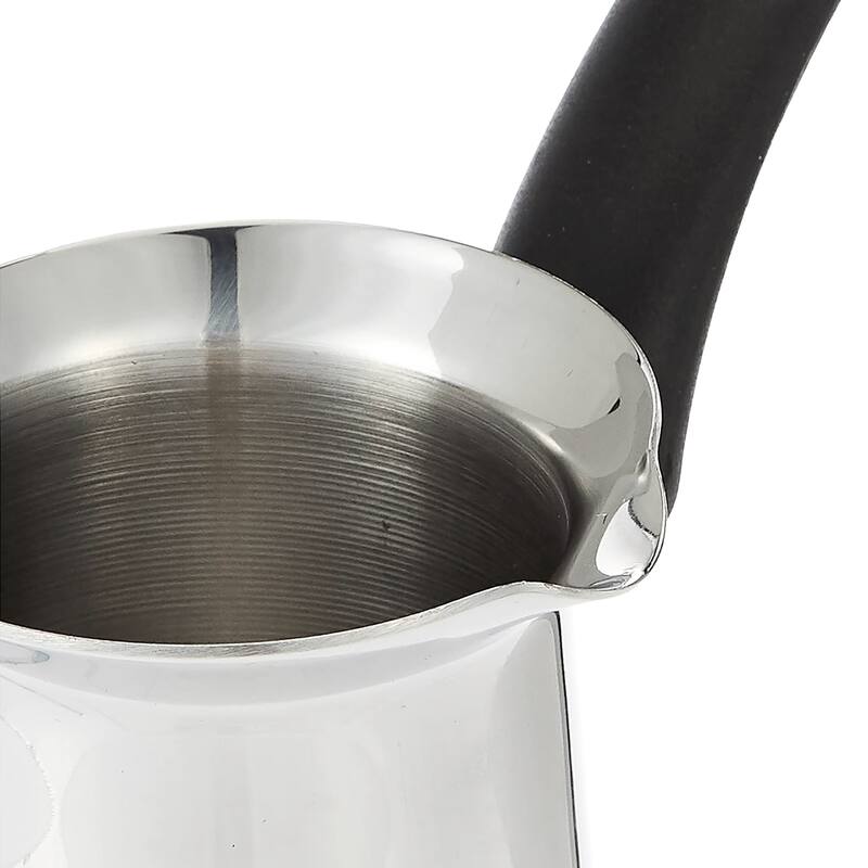 12 Ounce Stainless Steel Turkish Coffee Pot in Silver