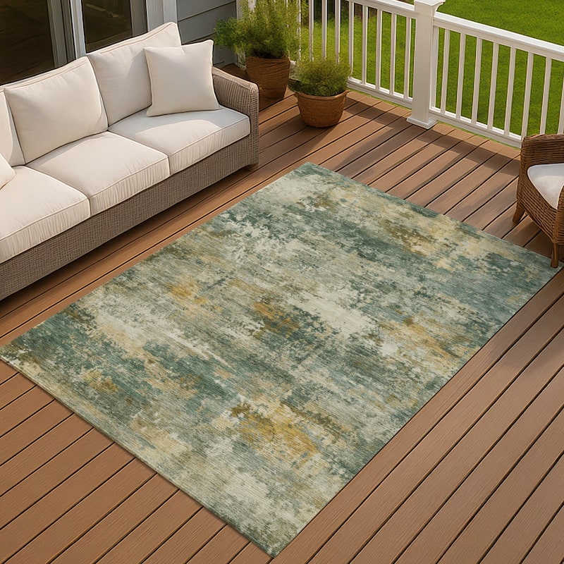 Machine Washable Indoor/ Outdoor Modern Blend Chantille Rug - Fern - 3' x 5'