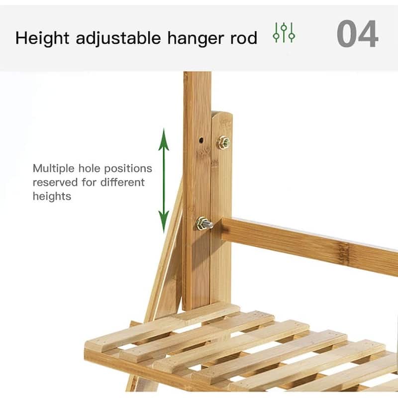 39.4" Large 3 Tier Plant Stand Hanging Rack Bamboo Ladder Foldable Flower Pots