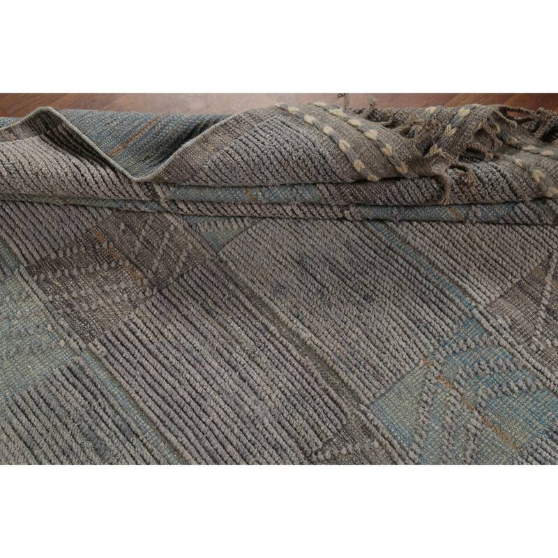 All-Over Checkered Moroccan Area Rug Handmade Wool Carpet - 8'9"x 12'7"