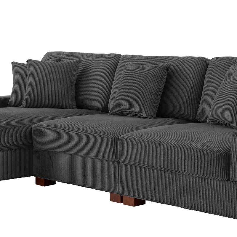 Upholstered Oversized Modular Sectional Sofa Set Corduroy Sleeper Sofa With Chaise
