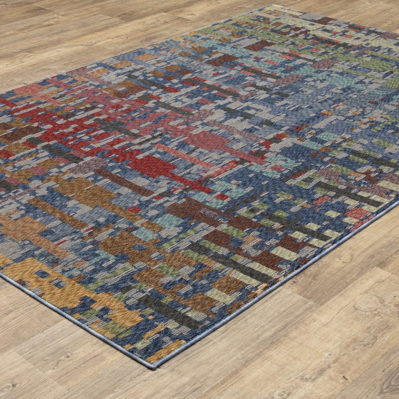 Tobias Abstract Geometric Blue/ Multi Area Rug