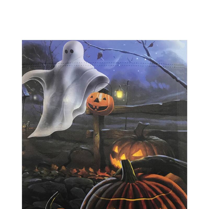 Pumpkins and Ghost Spooky Halloween Outdoor Garden Flag 12.5" x 18"