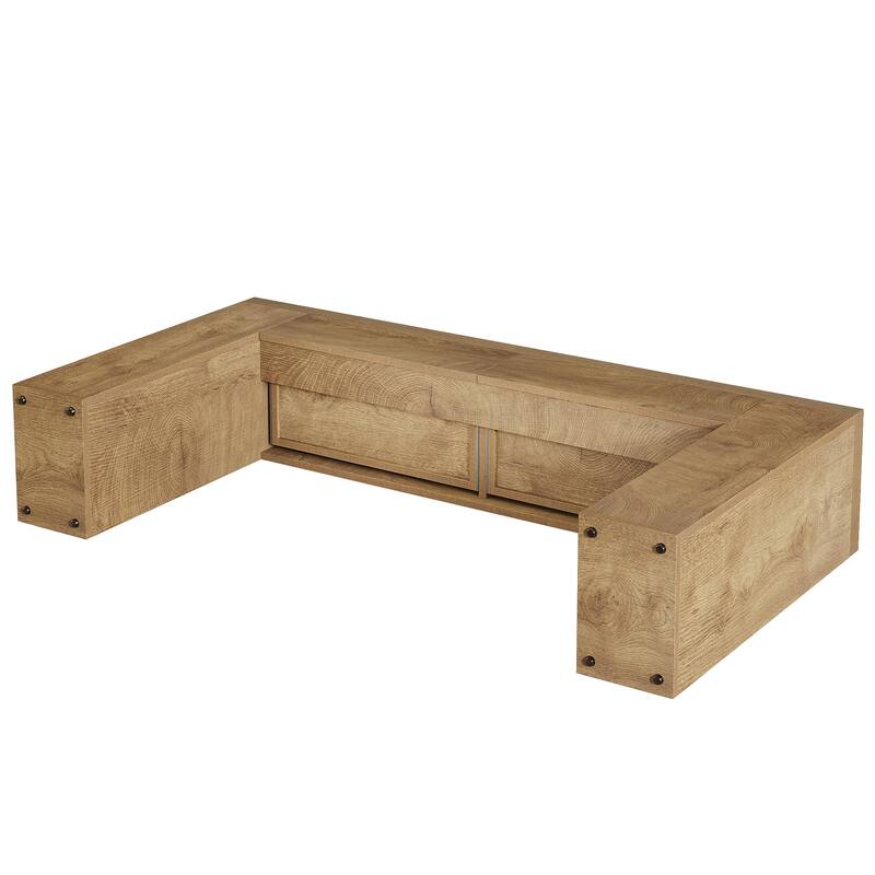 63-Inch Wooden Console Table with 2 Hidden Drawers, Sofa Table for Living Room, Hallway, Entrance, Foyer