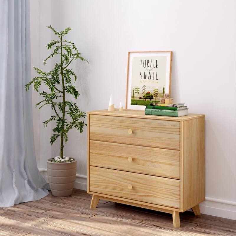 Max and Lily 3-Drawer Solid Wood Dresser - Natural