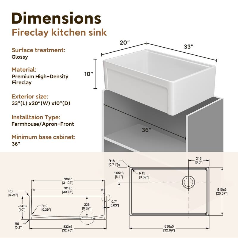 33 in. Farmhouse Double Bowl White Fireclay Workstation Kitchen Sink Drying Rack + Cutting Board + Bottom Grid & More