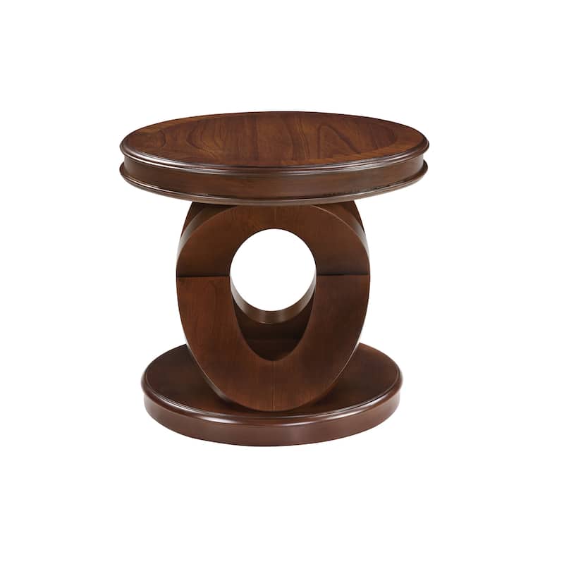 Vintage Sofa Side Table Wooden Round End Table with X-shape Base