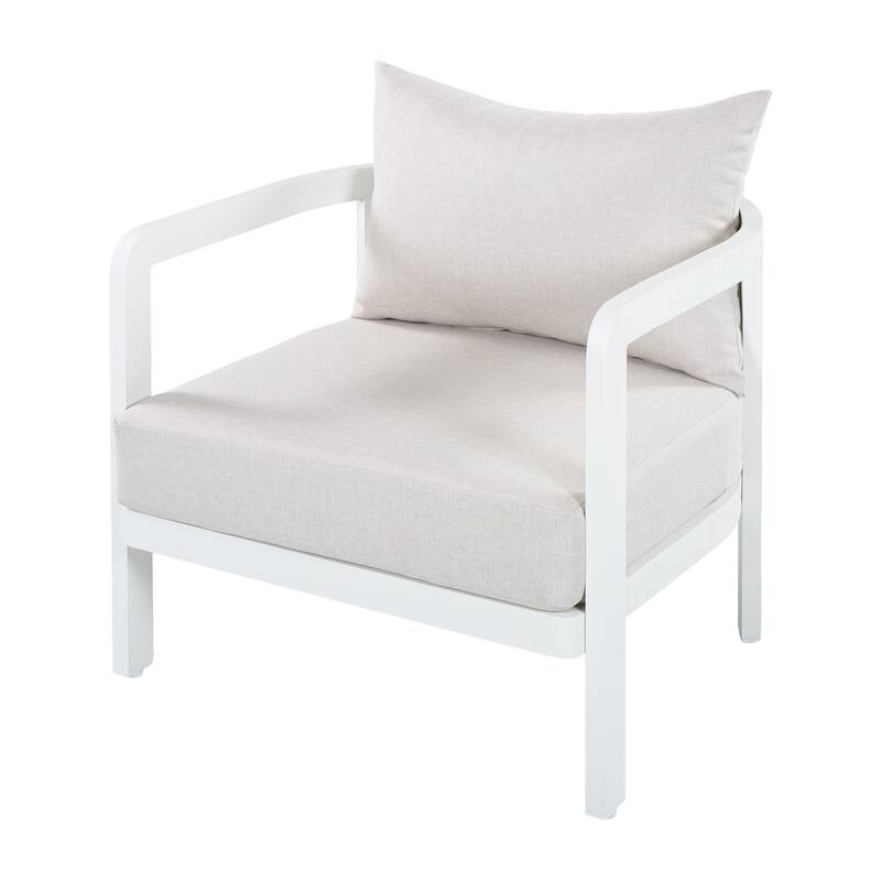 Christopher Knight Home - Modern 27.6" Outdoor Curved Back Patio Club Chair with Aluminum Frame & Water-Resistant Cushions