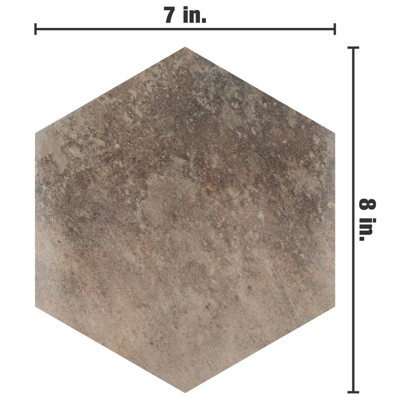 Merola Tile Capri Hex Terra 7" x 8" Porcelain Floor and Wall Tile