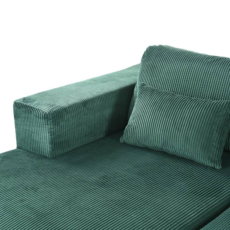 Corduroy Double Sofa Bed with 2 Pillows