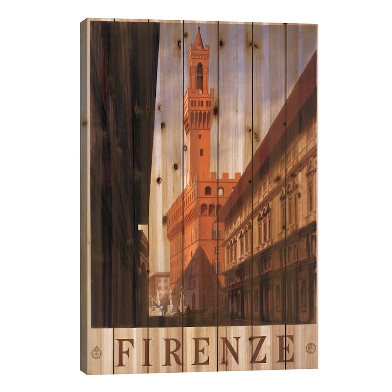 Firenze Travel Poster Print On Wood by Studio W - Multi-Color - 26x18x1.5