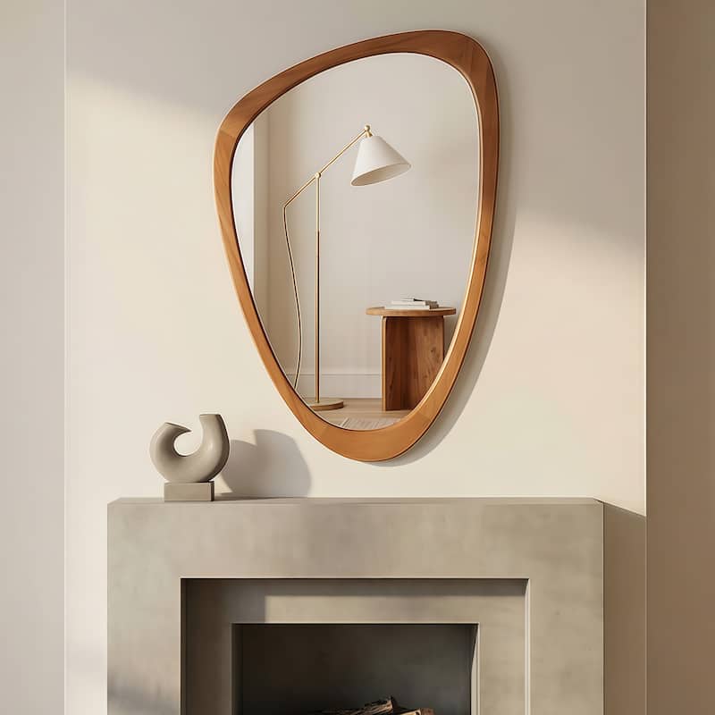 Irregular Solid Wood Frame Decorative Mirror