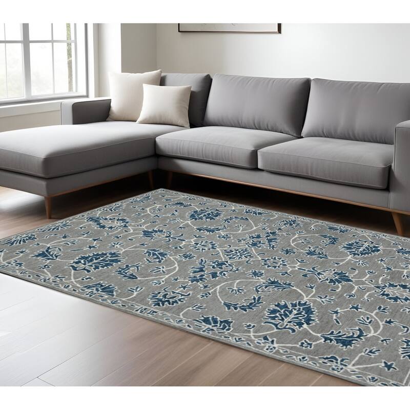 HomeRoots Floral Medallion Traditional Rectangle Area Rug - 120.00 in. x 96.00 in.  x 0.40 in.
