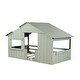 preview thumbnail 18 of 21, Twin Size House Bed for Kids, Wood Playhouse Bed Frame with Roof, Window and Guardrail for Girls & Boys, No Box Spring Needed