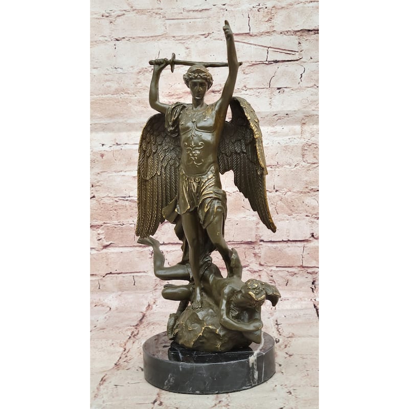 Saint Michael Slaying The Dragon Bronze Sculpture By Carpeaux