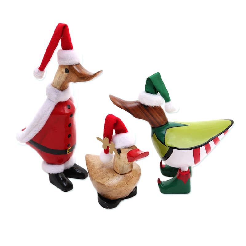 Novica Handmade Santas Team Bamboo Root Sculptures