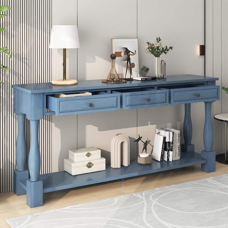 Merax 64" Long Extra-thick Console Table - Navy Blue