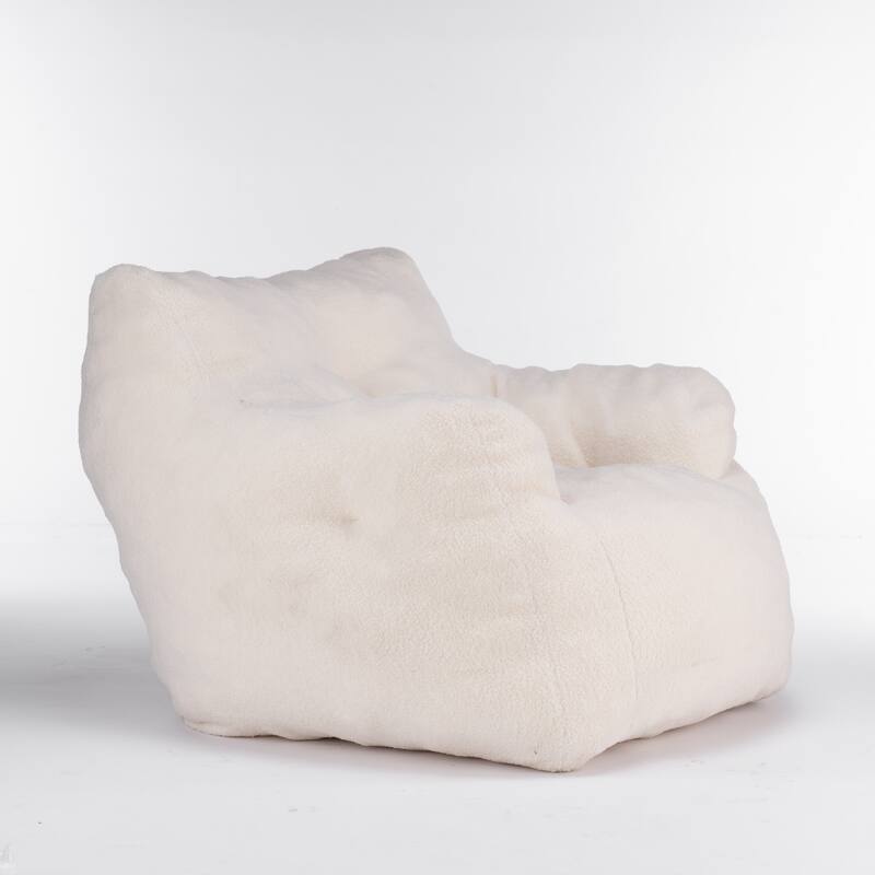 Soft Tufted Foam Bean Bag Chair With Teddy Fabric