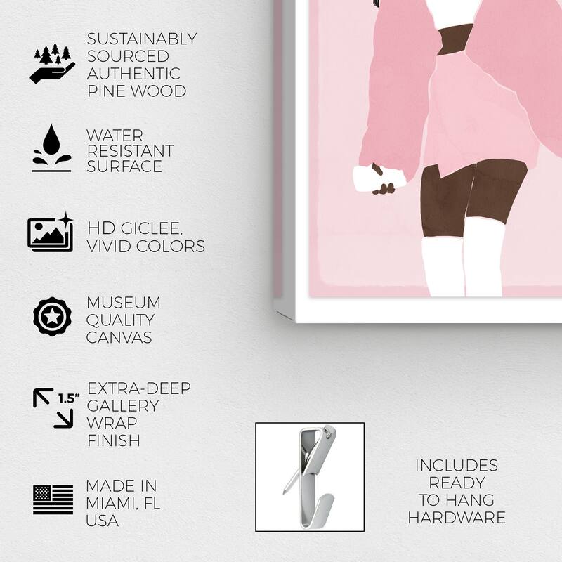 Wynwood Studio Fashion and Glam Bubblegum Queens SET Pink and Rose Pink Modern & Contemporary Wall Art Canvas Print