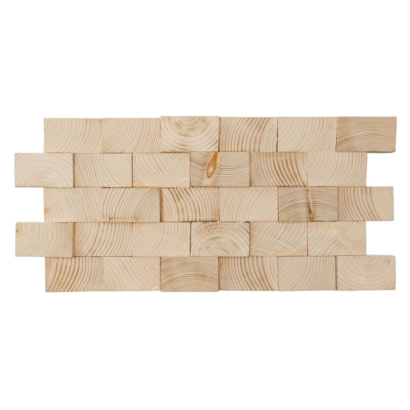 23 3/4"W x 11 7/8"H x 1/2"P Terra Wood Mosaic Wall Tile, Pine - 23 3/4"W x 11 7/8"H x 1/2"P