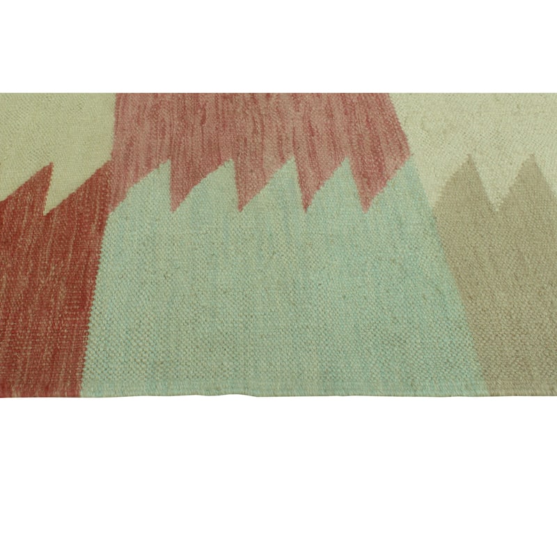 Sun Faded Flatweave Bashshar Red/Beige Rug - 6'5" x 9'9"