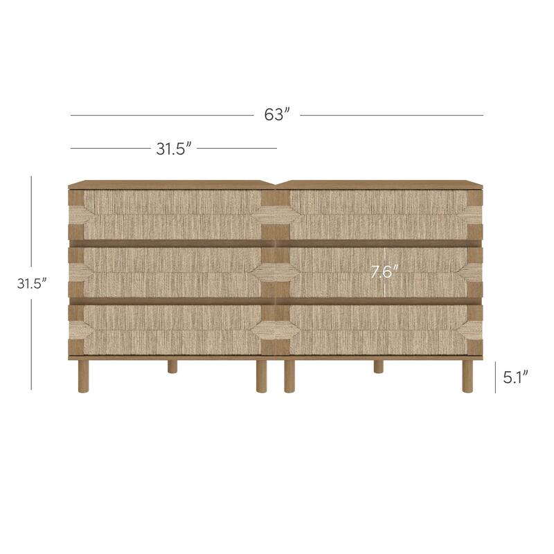 Beacon 3 Drawer Dresser, Bohemian Woven Seagrass Bedroom Dresser