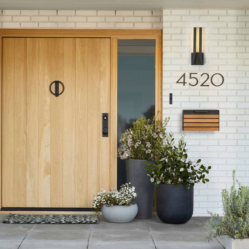 14.6" H Satin Black Linear Dimmable Integrated LED Waterproof Outdoor Wall Light Sconce - 4.7 in. W x 14.6 in. H x 2.8 in. D