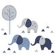 preview thumbnail 8 of 7, Lambs & Ivy Indigo Elephant Blue/White Safari 4-Piece Baby Crib Bedding Set