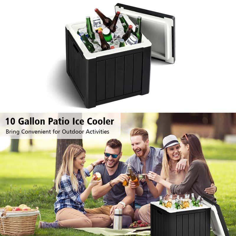 10 Gallon Cooler Side Table, Portable Multifunctional Ice Cooler Outdoor Cocktail Side Table for Camping, Pool, Party