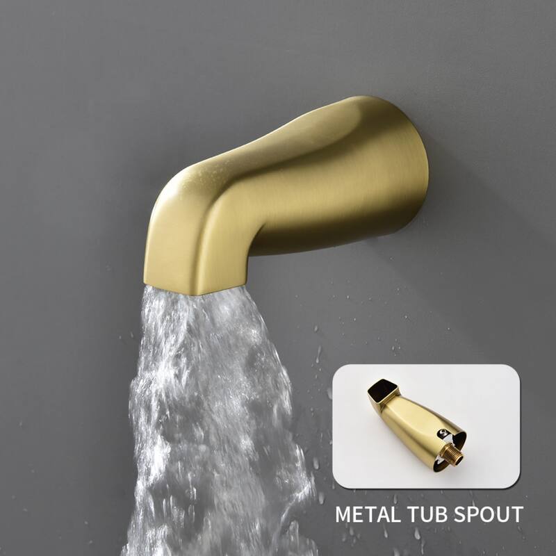 Modland 3-Handle Tub and Shower Faucet Set Dual Head 5-Setting Brass Valve with Alloy Spout