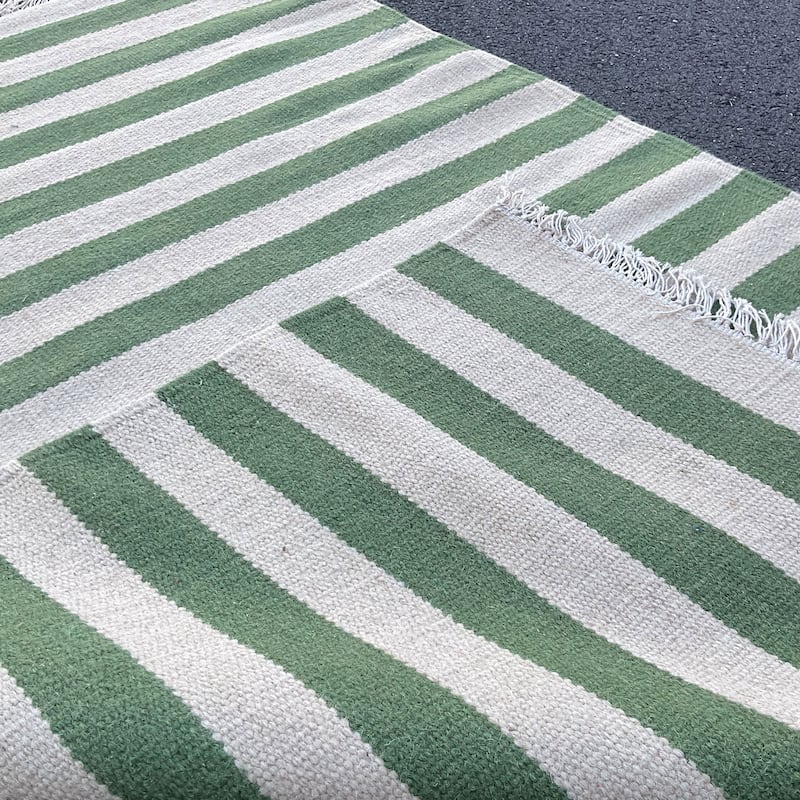 HERAT ORIENTAL 4'5" x 6'6" Handmade Striped Wool Kilim - 4'5 x 6'6