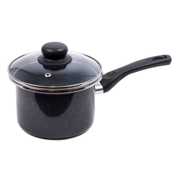 STP Goods Grey Granite Enamel on Steel 1.6-quart Saucepan w/Lid. Opens flyout.