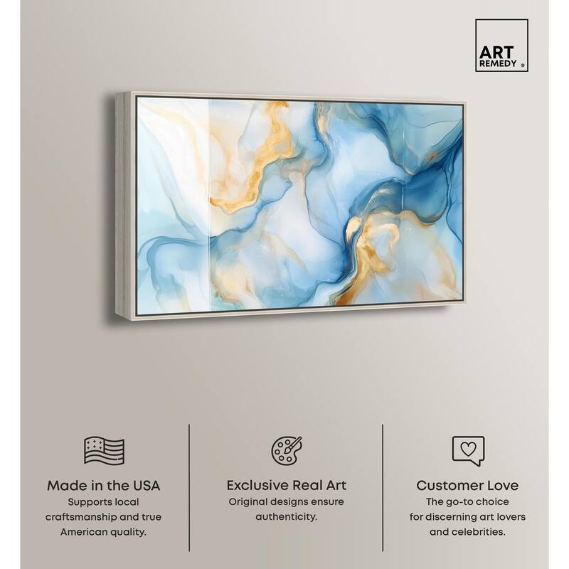 Blue Veined Gold Canvas by Art Remedy