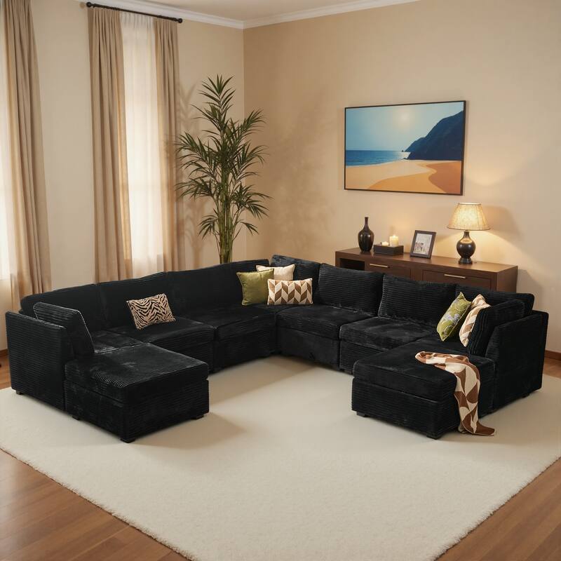 OVIOS Modern L-Shaped Fabric Sofa​